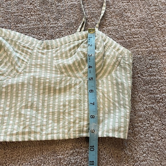 Anthropologie Striped Bustier Top, White and Green, Cropped, Thin Straps, Sz S - Picture 9 of 11